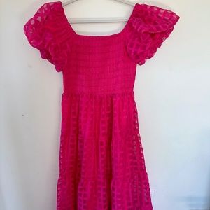 Pink Puffy Midi Dress